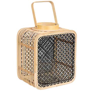 Lanterna in rattan e metallo con vetro, 24,5x19x28/31,5/41,5H cm