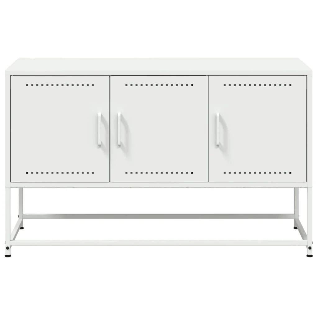 Mobile TV multimediale mensola TV credenza TV per sala da pranzo soggiorno camera da letto 100,5 x 39 x 60,5 cm acciaio bianco 02_0025547