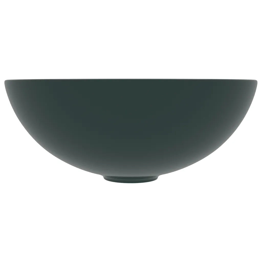 Lavandino da Bagno-Lavabo-Lavello in Ceramica Verde Scuro Rotondo