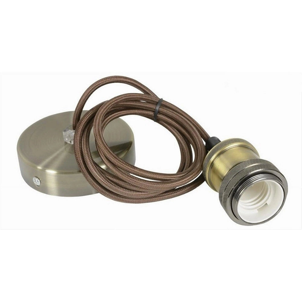 Trade Shop - Lampadario Portalampada A Sospensione Vintage Bronzo Per Lampadine E27 2mt E27-2m-v -