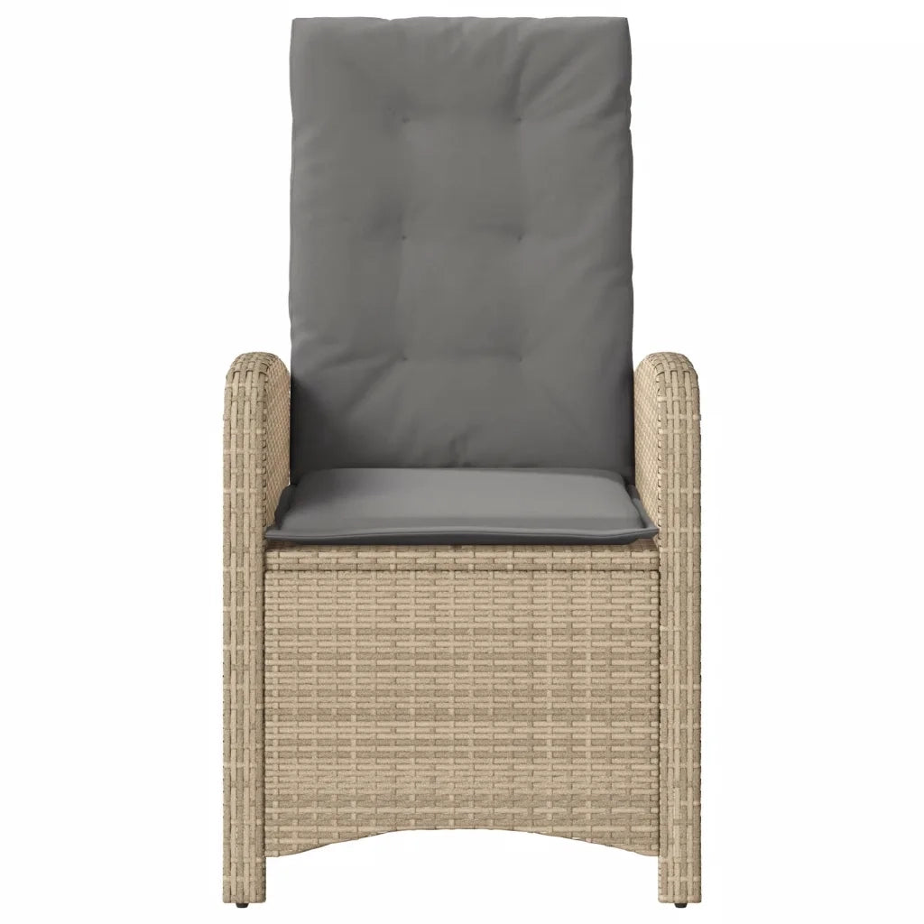 Sedia Reclinabile Giardino con Cuscini Beige Misto Polyrattan 365165