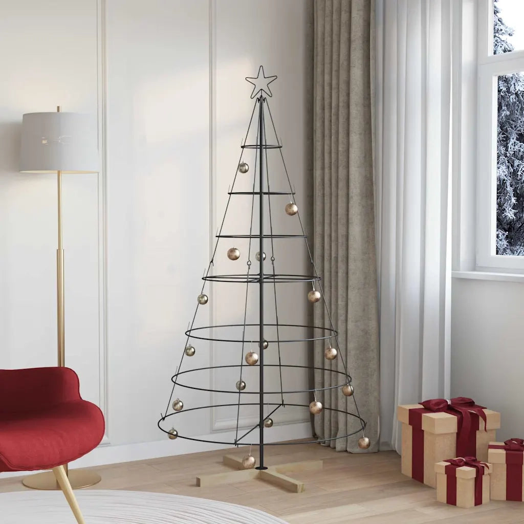 Albero a Cono di Natale con supporto Nero 180,5 cm Acciaio 42019161