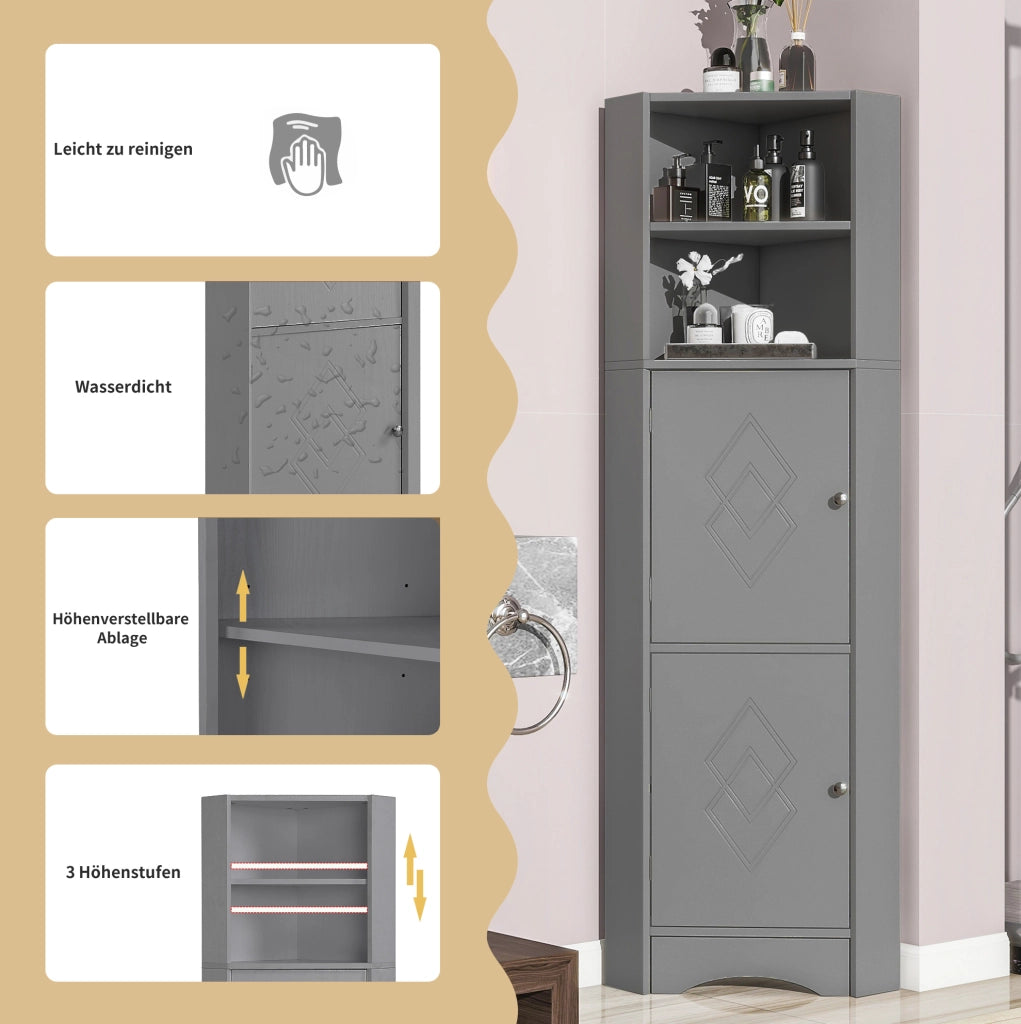 Mobiletto angolare da bagno grigio in truciolato