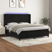 Letto a Molle con Materasso e LED Nero 160x200 cm in Velluto 3139573