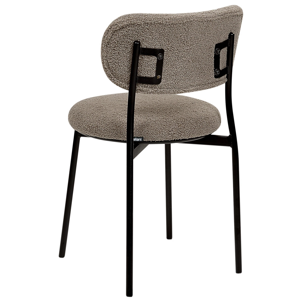 Set di 2 sedie in tessuto bouclè tortora senza braccioli con gambe in metallo Casey per la sala da pranzo Cucina