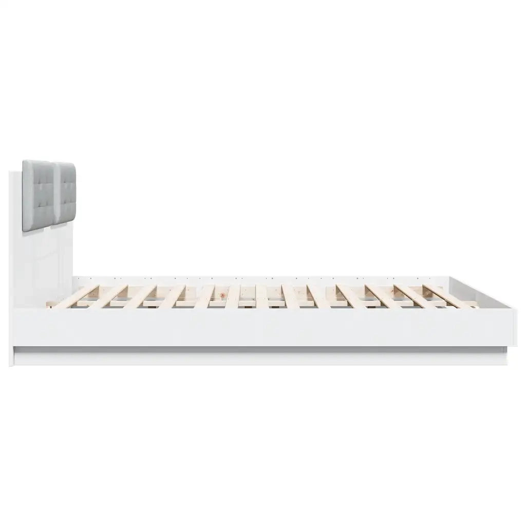 Giroletto con Testiera-Struttura Letto con testiera Bianco 200x200 cm in Legno Multistrato