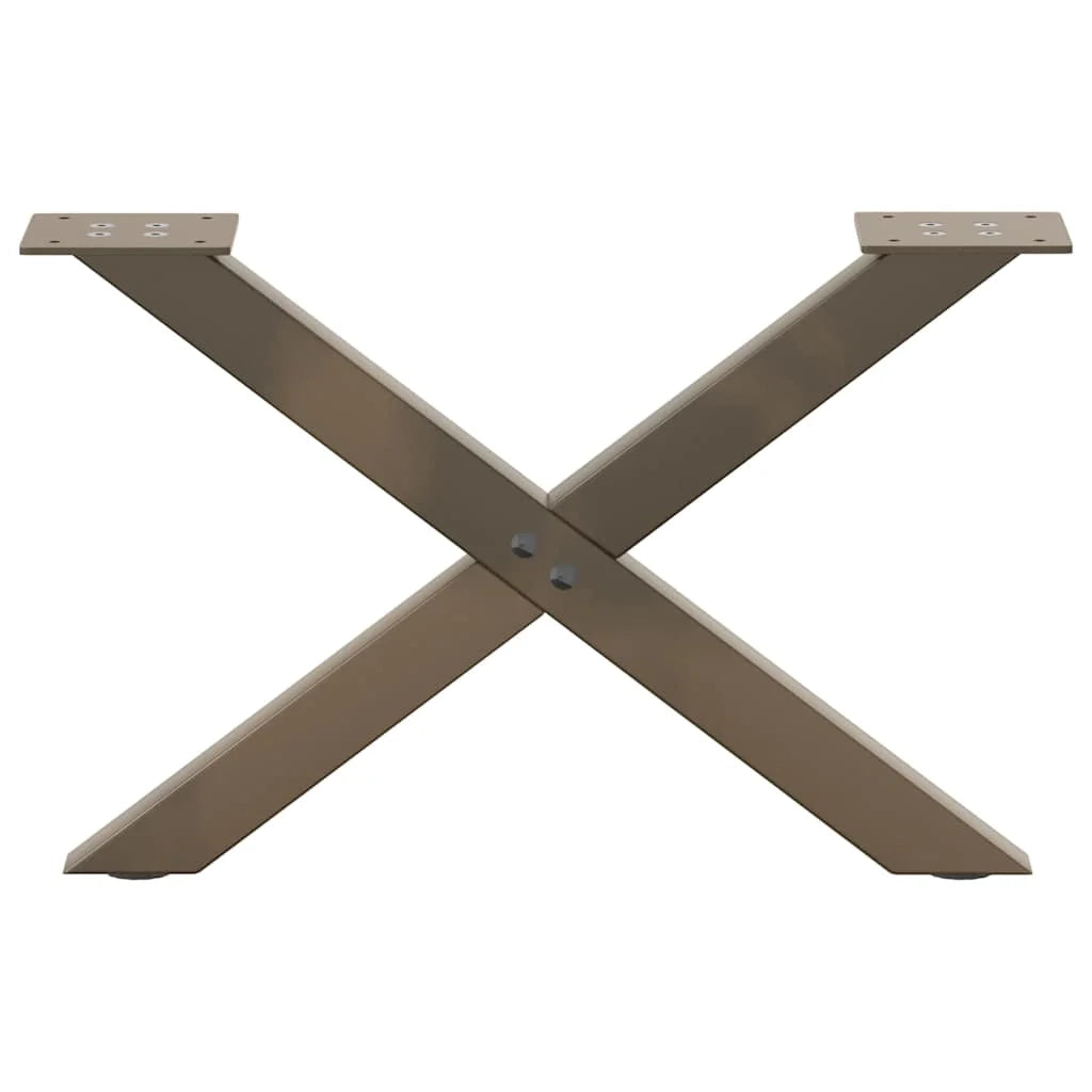 Set di 2 gambe regolabili per tavolino a forma di X 50 x 30 cm in acciaio naturale 02_0057154