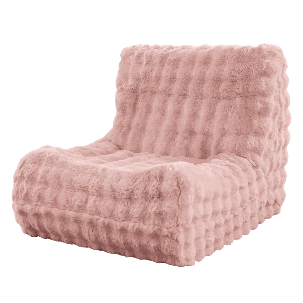 Poltrona pouf a forma di bruco, seduta da pavimento con schienale, in flanella rosa