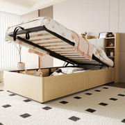 Letto contenitore 90x200 cm con alzata idraulica; prese USB e Type-C in MDF