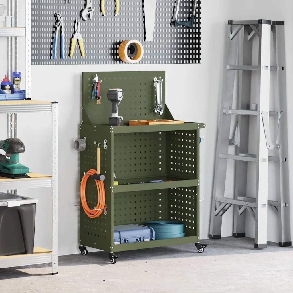 Carrello per Attrezzi con ruota Verde oliva 65 x 35 x 111 cm CFW6973430