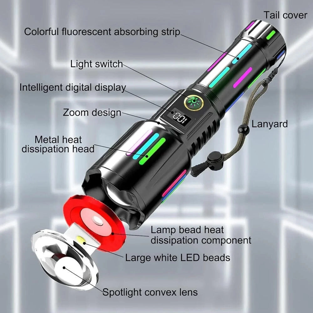 Trade Shop - Torcia Elettrica Led Ricaricabile Portatile Potente Con Stoppino Laser Bianco Q-st69 -
