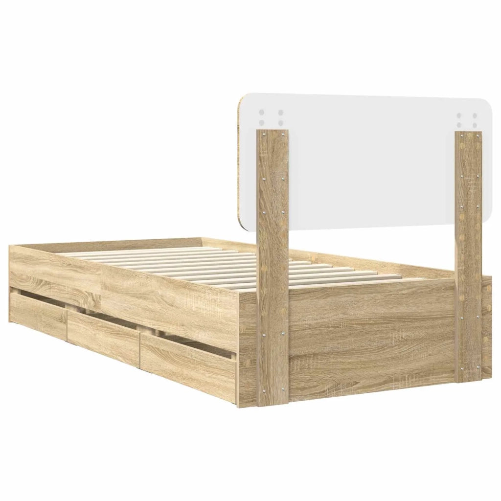 Struttura del letto con cassetto Rovere Sonoma 75 x 190 cm 3412236