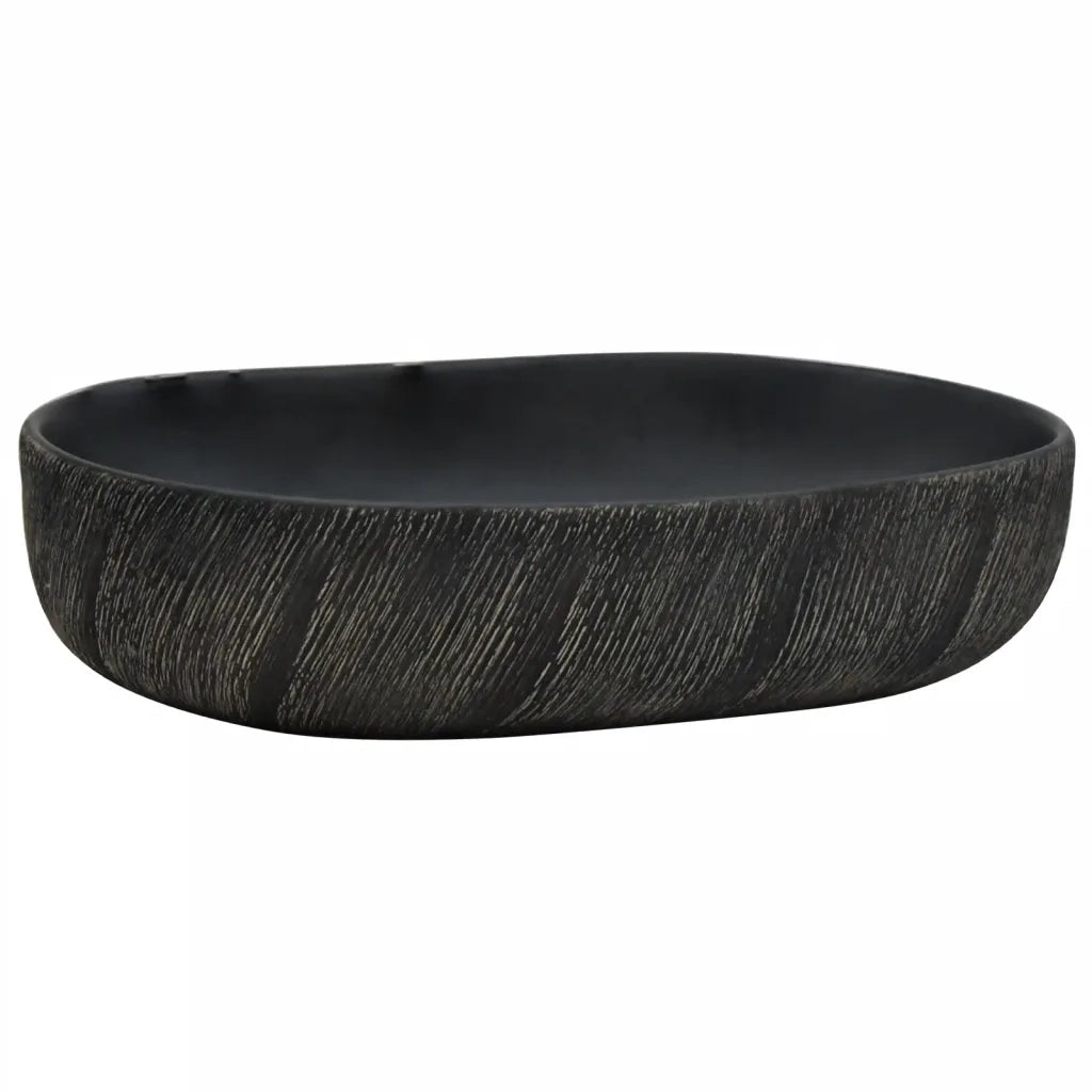 Lavabo da Appoggio Nero Ovale 59x40x14 cm Ceramica 155102