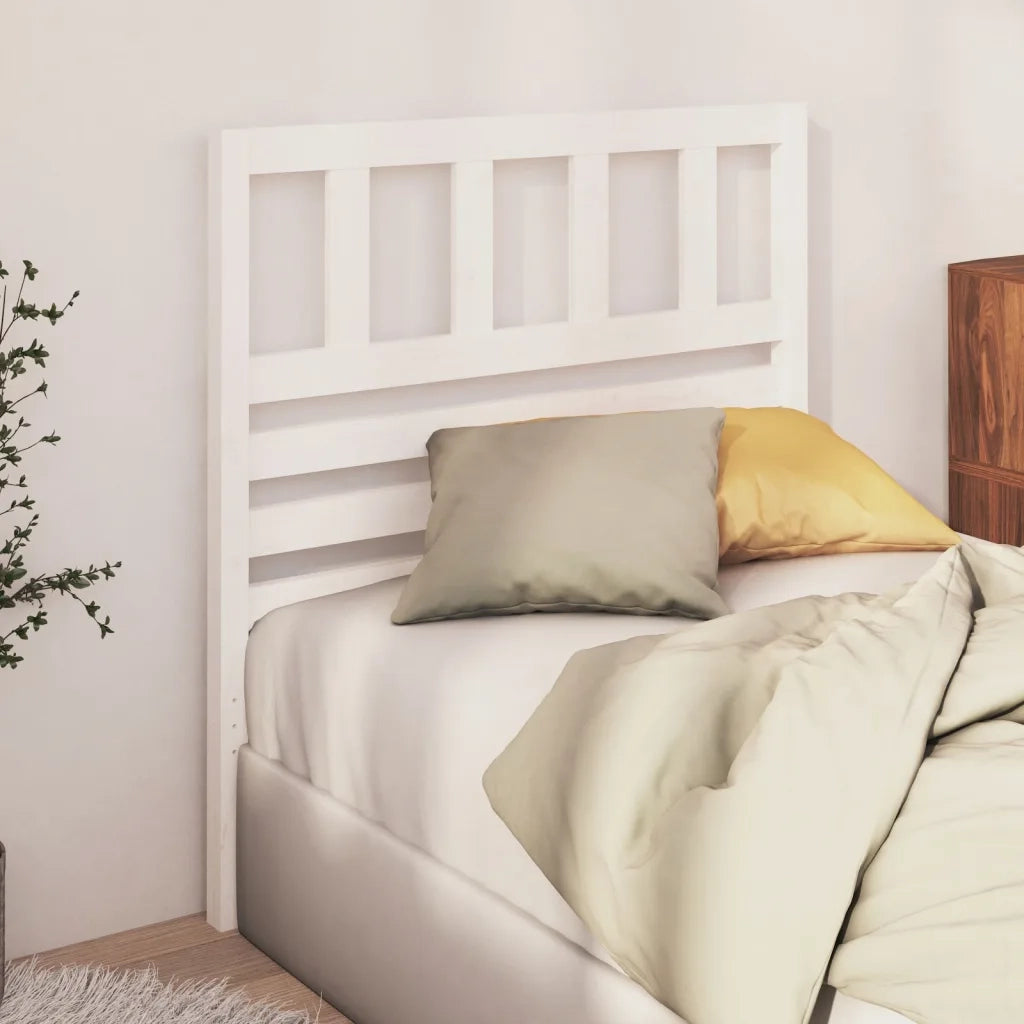 Testiera | Testata per Letto Bianca 81x4x100 cm in Legno Massello di Pino