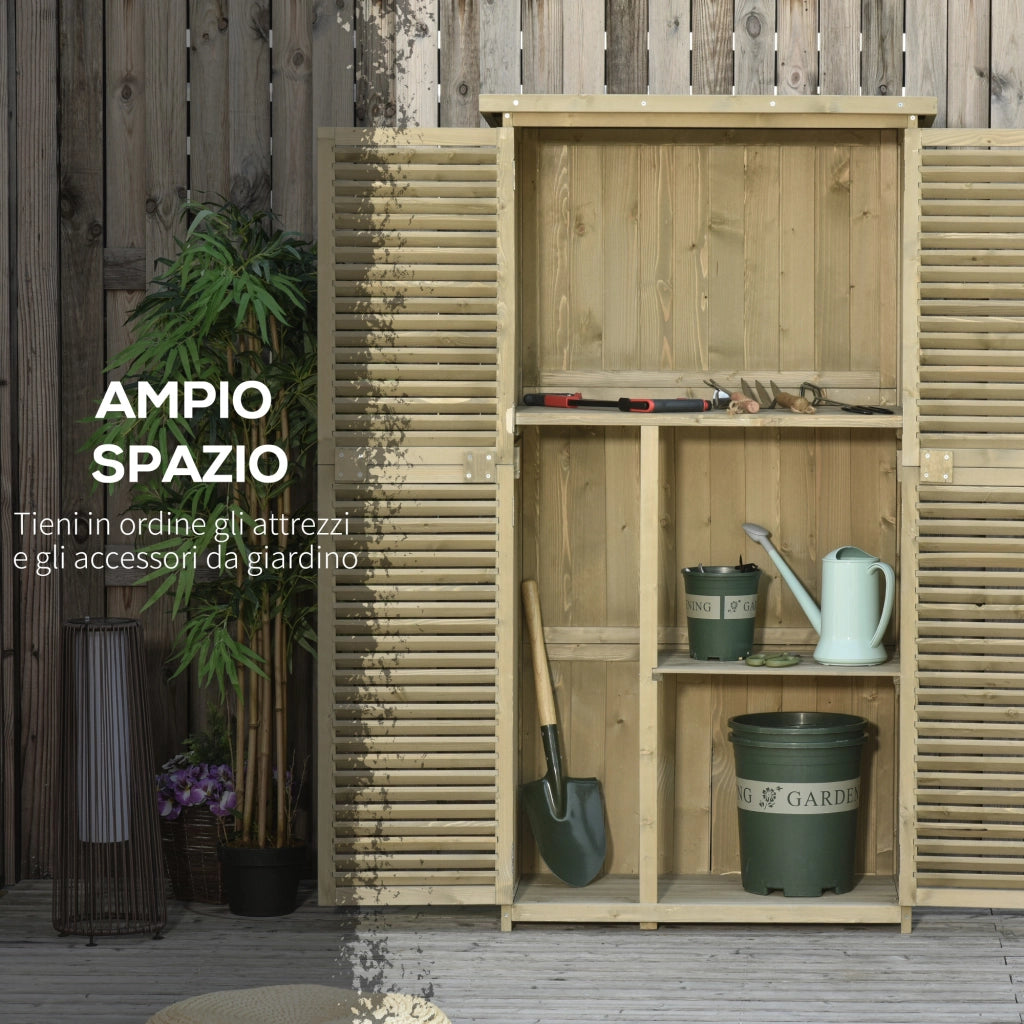 Armadio da Giardino in Legno con 4 Scompartimenti ¨C zephmum ¨C Grigio 87x46.5x160cm
