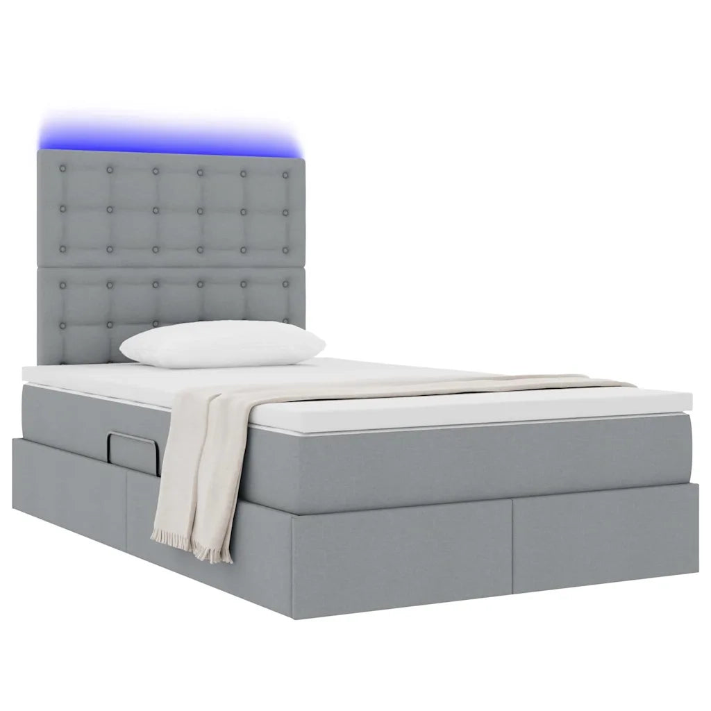 Letto con contenitore e LED con led Grigio chiaro 120 x 200 cm 3372534
