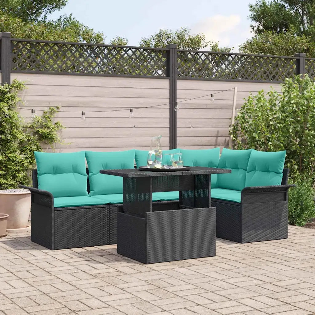 Set Divano da Giardino 6 pcs Nero Rattan in Polipropilene 3357029