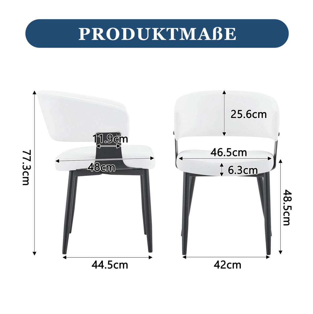 Sedia da pranzo 96x59.5x40 cm con schienale ergonomico in PU bianco e nero
