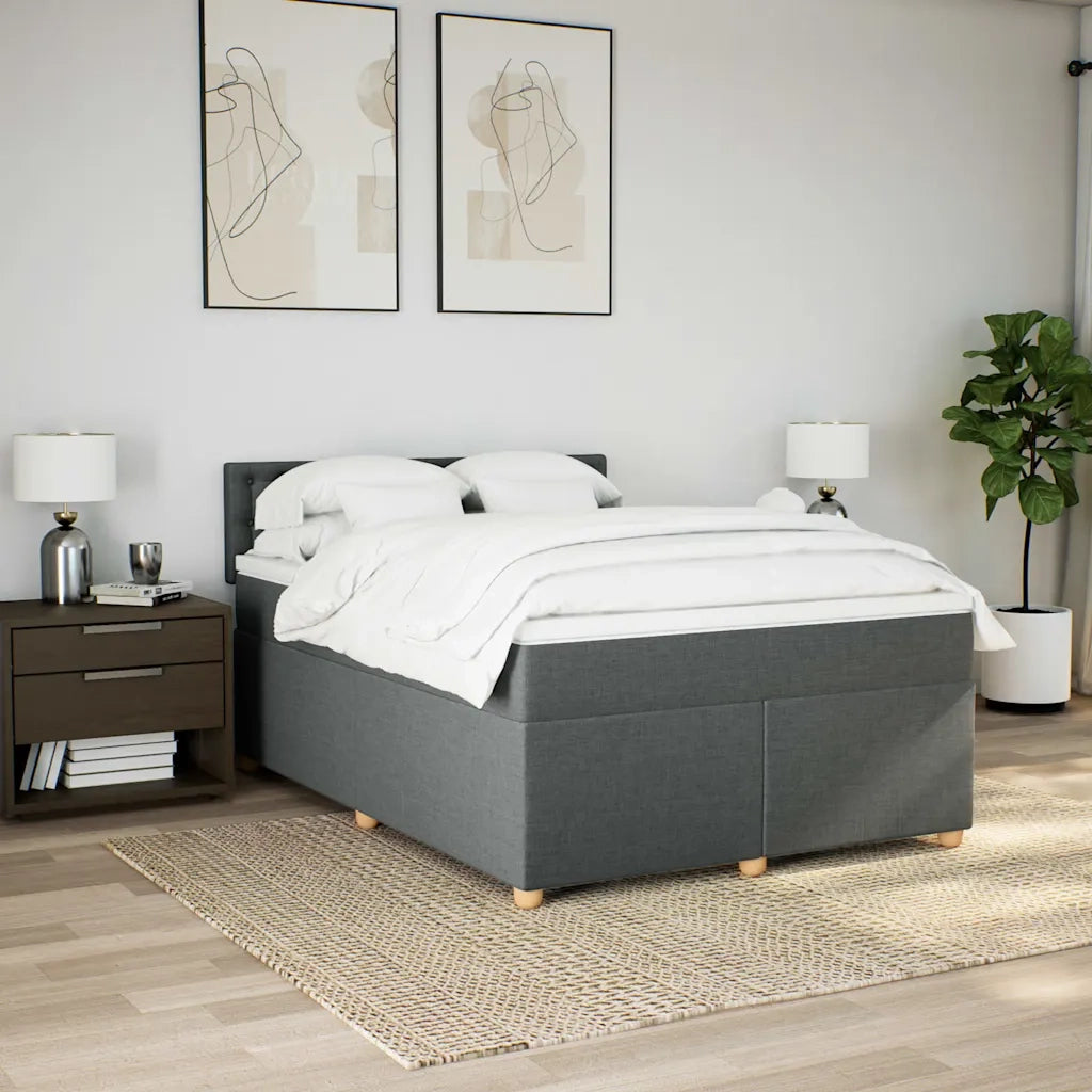Giroletto a Molle con Materasso Grigio Scuro 160x200 cm Tessuto 3286746