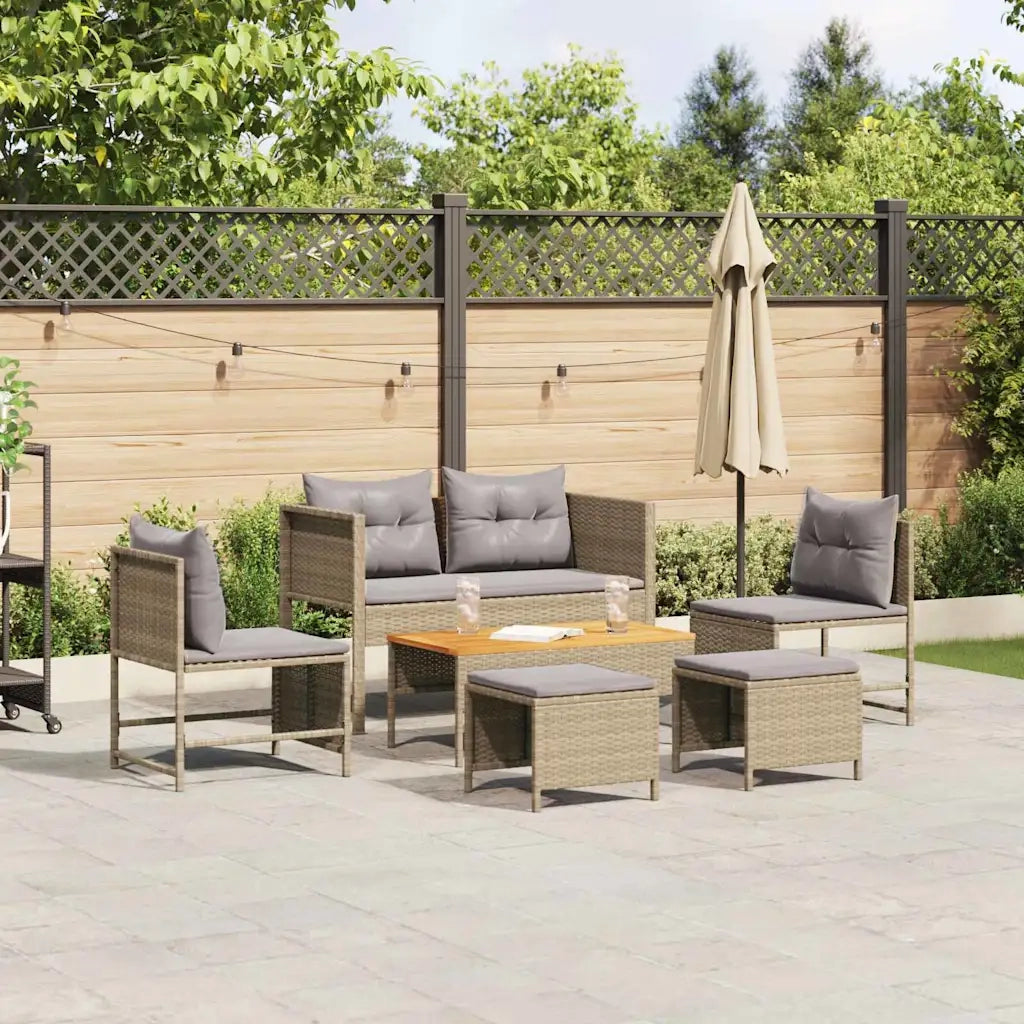 Set Divano da Giardino 6 pcs Beige e Grigio Chiaro polyrattan 4104704