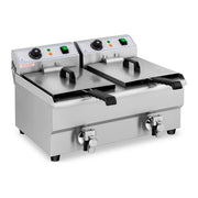 Friggitrice elettrica professionale per ristoranti 2 x 10 litri rubinetti di scarico 14_0001786
