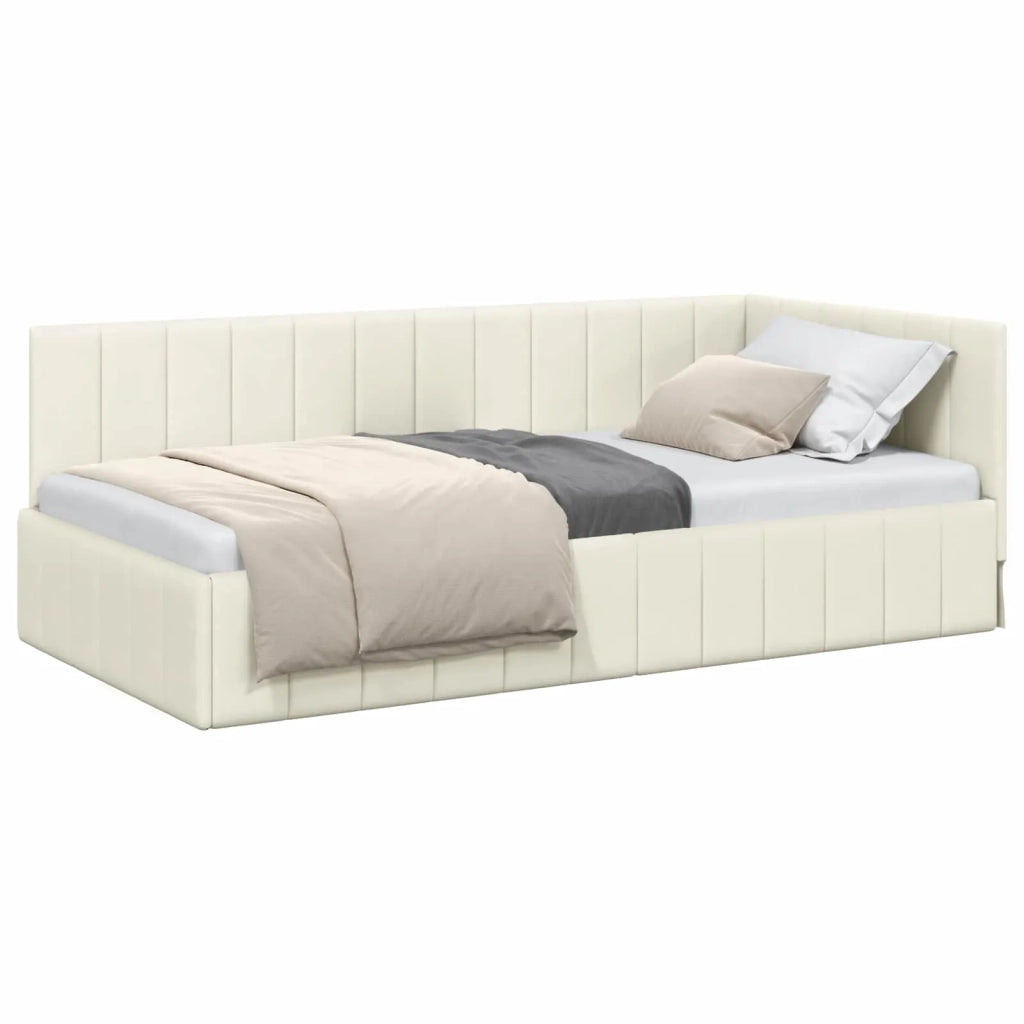 Cornice del letto ad angolo Crema 100 cm x 200 cm Velluto