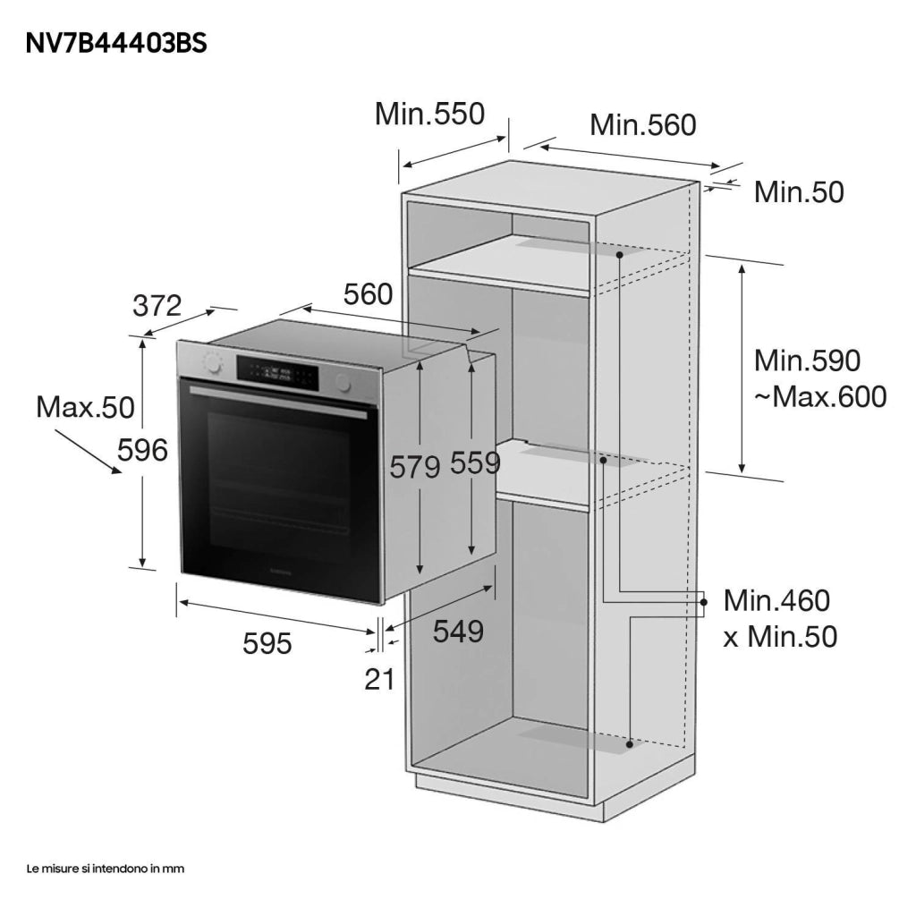 Samsung NV7B44403BS Forno Elettrico Multifunzione da incasso a Vapore Dual Cook Capacita' 76 Litri Classe Energetica A 40 Programmi Wi-Fi Nero-Acciaio Inossidabile