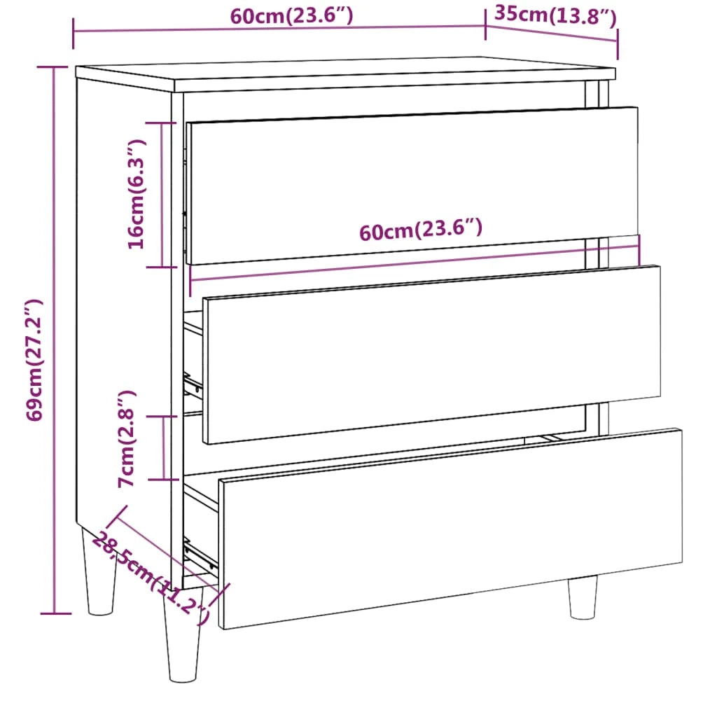 Buffet credenza cassettiera armadio mobile contenitore organizer per cucina soggiorno salotto 60 x 35 x 69 cm legno ingegnerizzato marrone 02_0030973