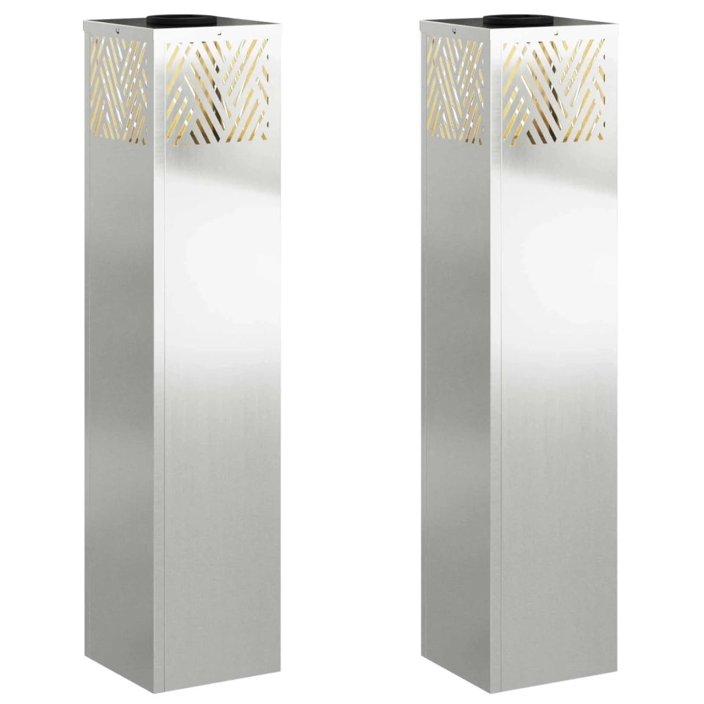 Faro LED solare per sentieri 2 pz Argento Zincato CFW9130397