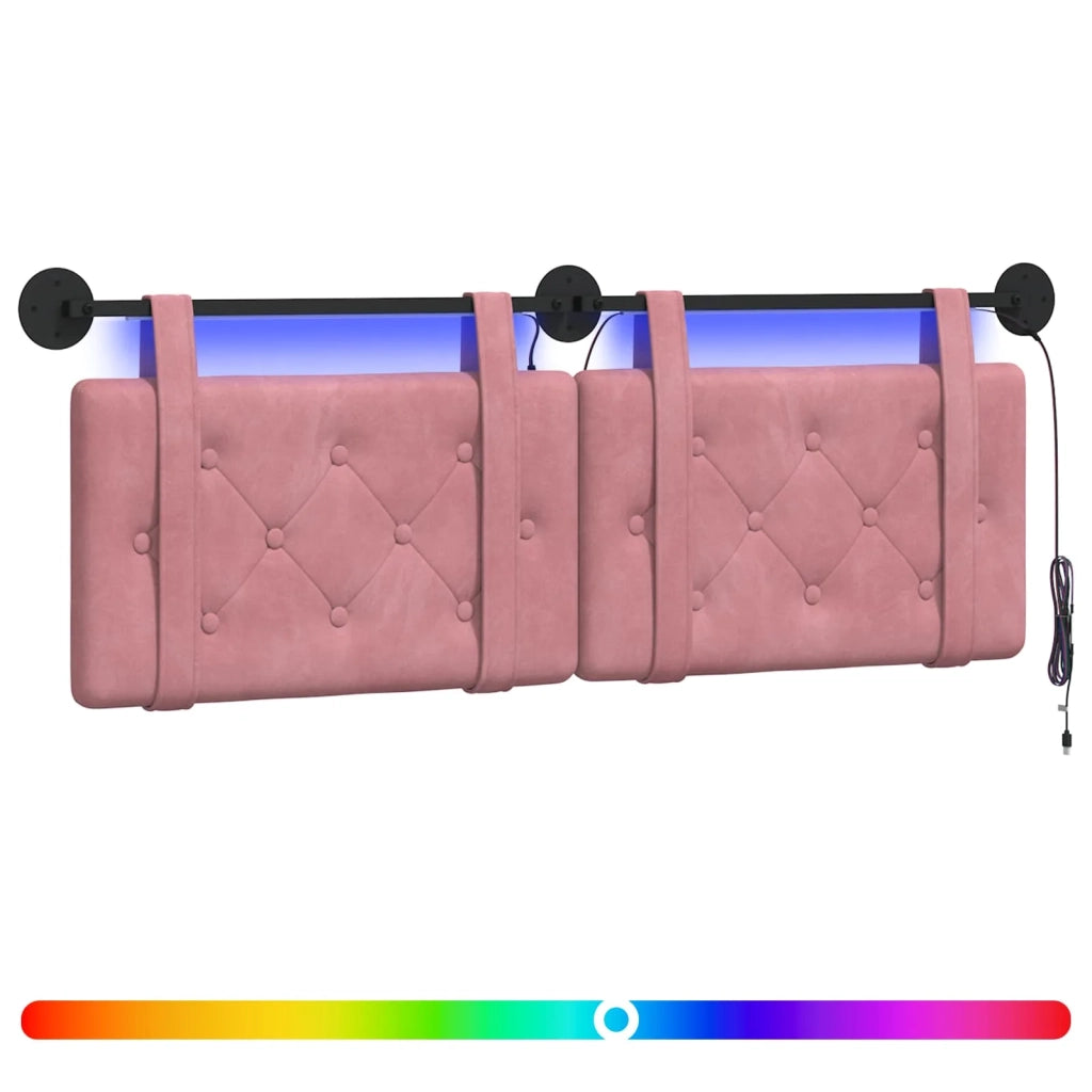 Testiera | Testata sospesa Con luce LED Rosa Velluto