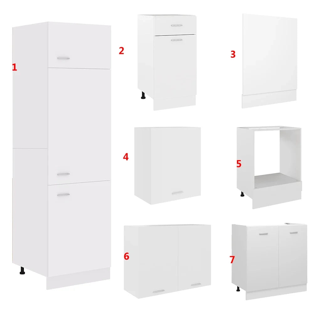 Set Armadi da Cucina 7 pz Lyon Bianco in Truciolato 3067631