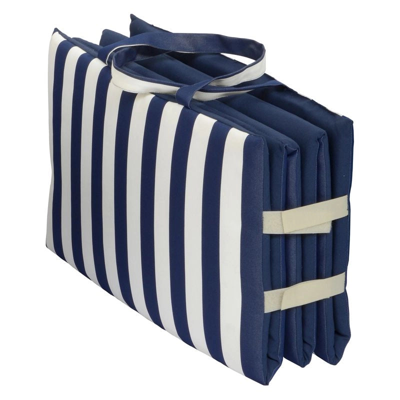 Materassino prendisole pieghevole con maniglie, idrorepellente - Materassino Prendisole Pieghevole Con Maniglie, Idrorepellente Dune (righe Bianche/sabbia) Colore: Bianco / Blu