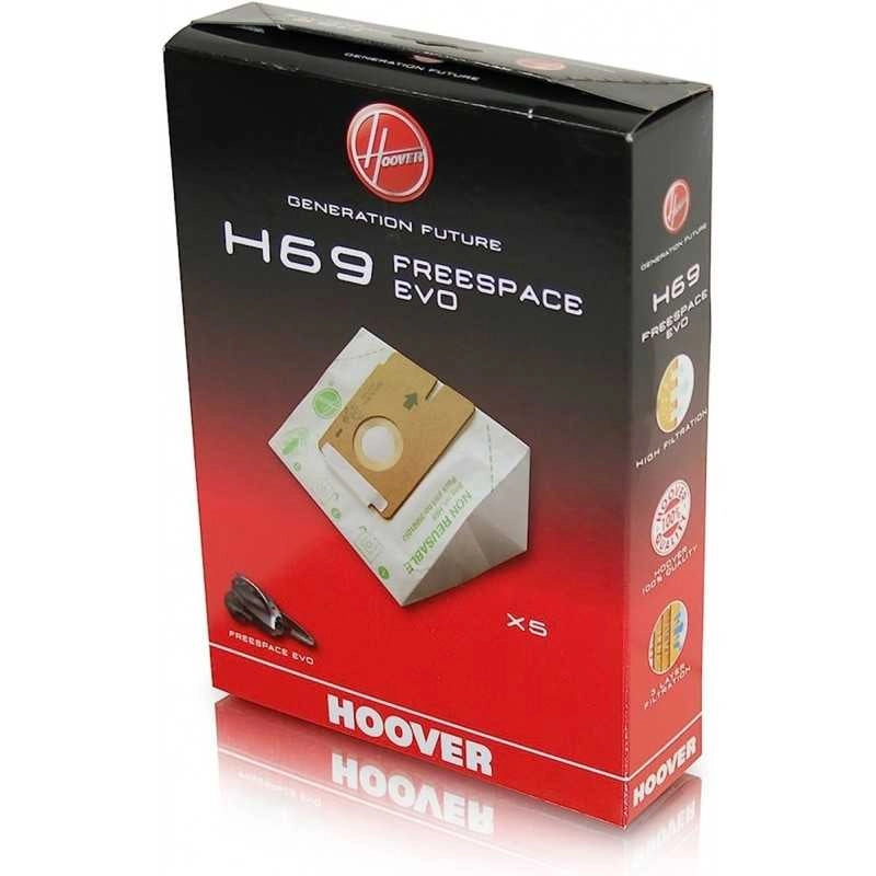 5 PZ CONFEZIONE SACCHETTI ASPIRAPOLVERE HOOVER FREESPACE EVO H69 ORIGINALE - HOOVER