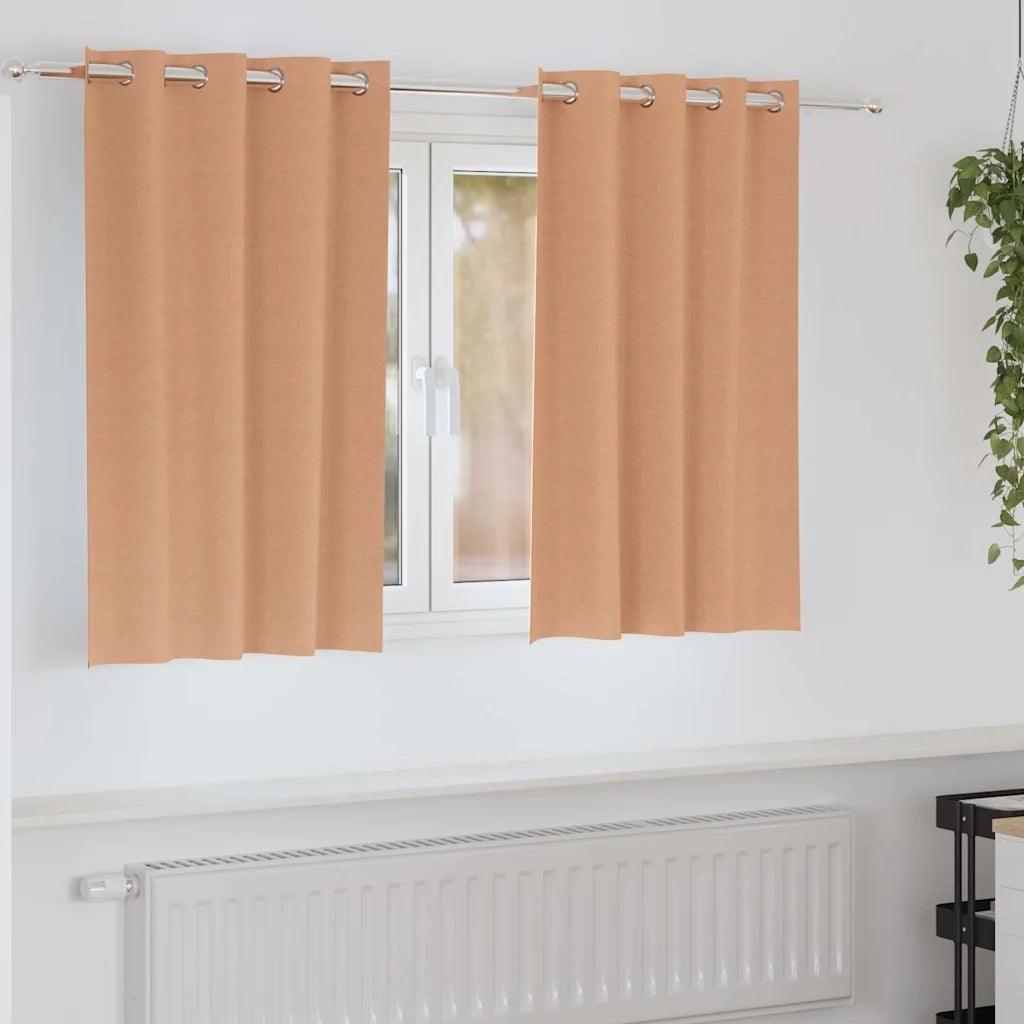 Tende Blackout con Anelli 2 pz Marrone Chiaro 140 x 140 cm 4107368