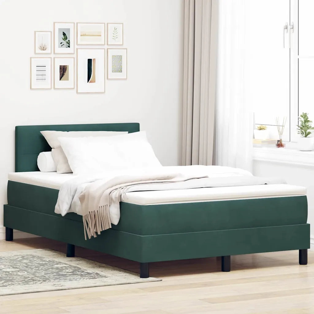 Letto a Sorgente LED con led Verde Scuro 120 x 200 cm Velluto