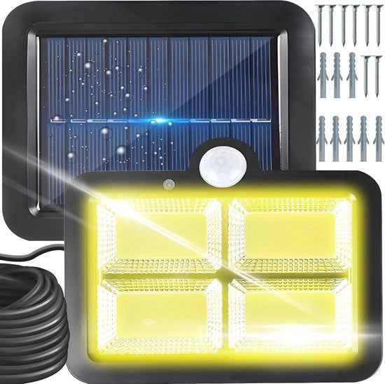 Lampade Solari per Esterno con Sensore di Movimento - 128 LED Illuminazione Giardino a Energia Solare