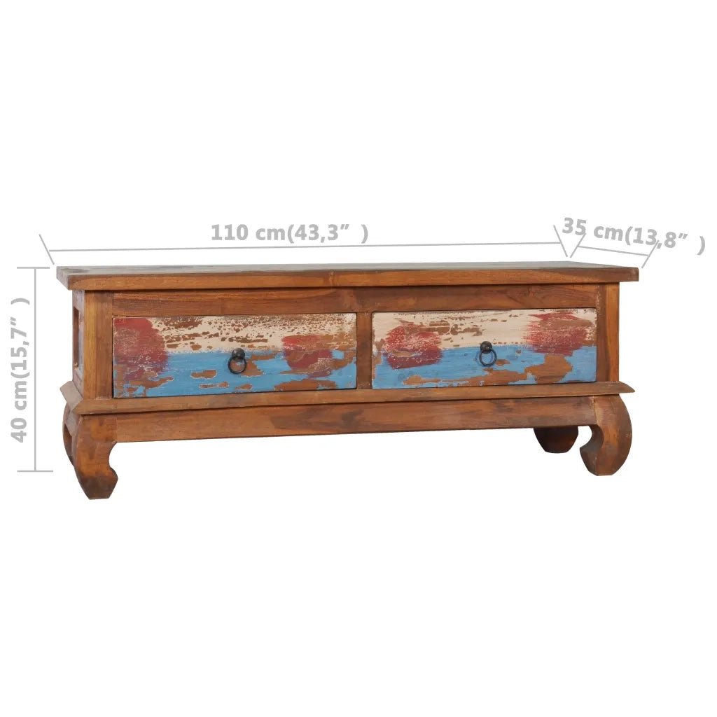 Mobile Porta TV 110x35x40 cm in Legno di Recupero di Teak 289059
