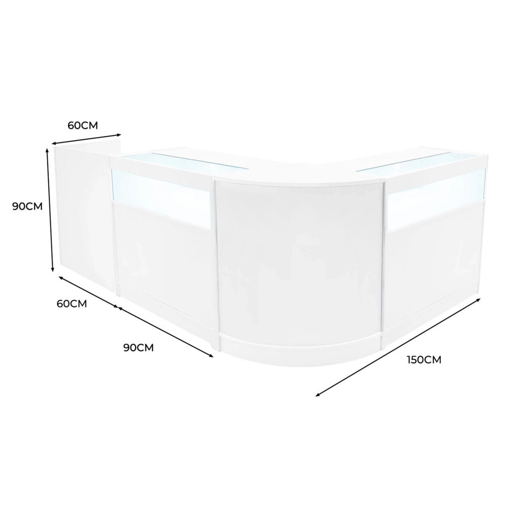 Set Banconi Negozio Bianco Luna LED B900 CM60 TB60 con Serrature e Vetrina