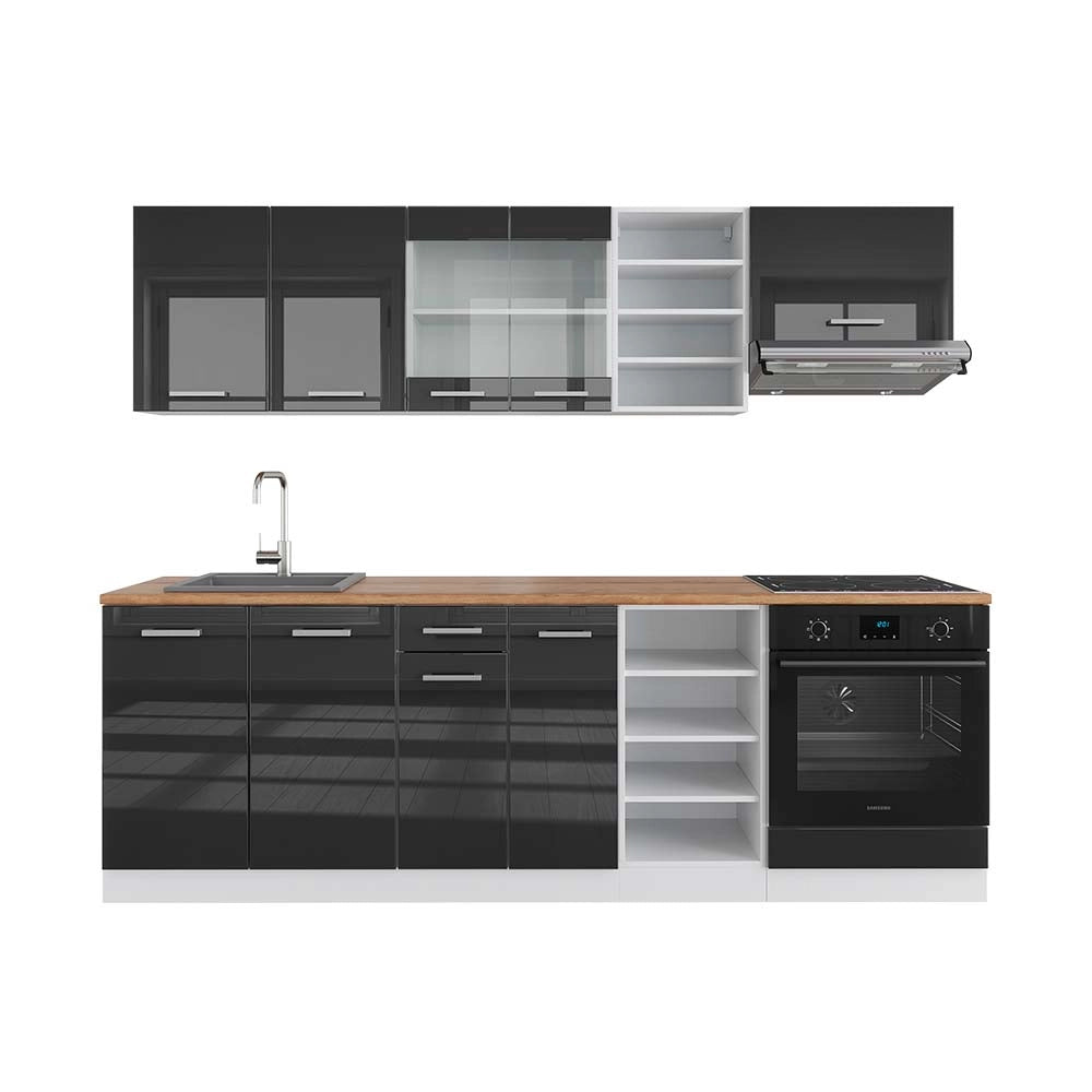 Vicco Cucina componibile Antracite lucido/bianco 240 cm , PL Rovere