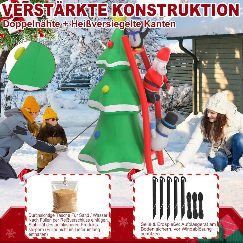 Albero di Natale gonfiabile con illuminazione e ventilatore silenzioso, 240 cm, figure di Natale gonfiabili, decorazione natalizia per interni ed esterni