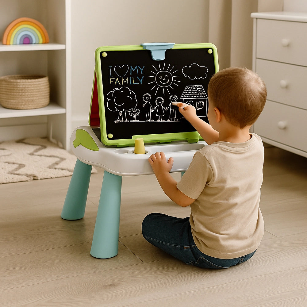 Lavagna per Bambini 4in1 Pieghevole Doppio Lato con Accessori Idea Regalo