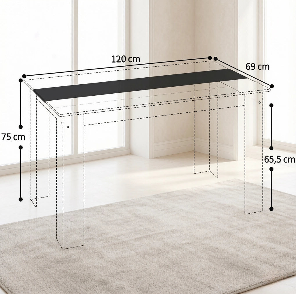 Tavolo da pranzo 120x69 cm in rovere e nero per 4-6 persone