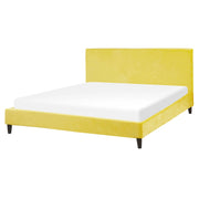 Letto 160 x 200 cm telaio a doghe in velluto giallo contemporaneo