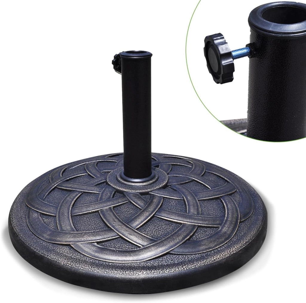Supporto per ombrellone rotondo in resina, supporto per palo ombrellone, diametro 38/48 mm, base per ombrellone, 19 kg, base parasole per giardino, terrazza, balcone, bronzo