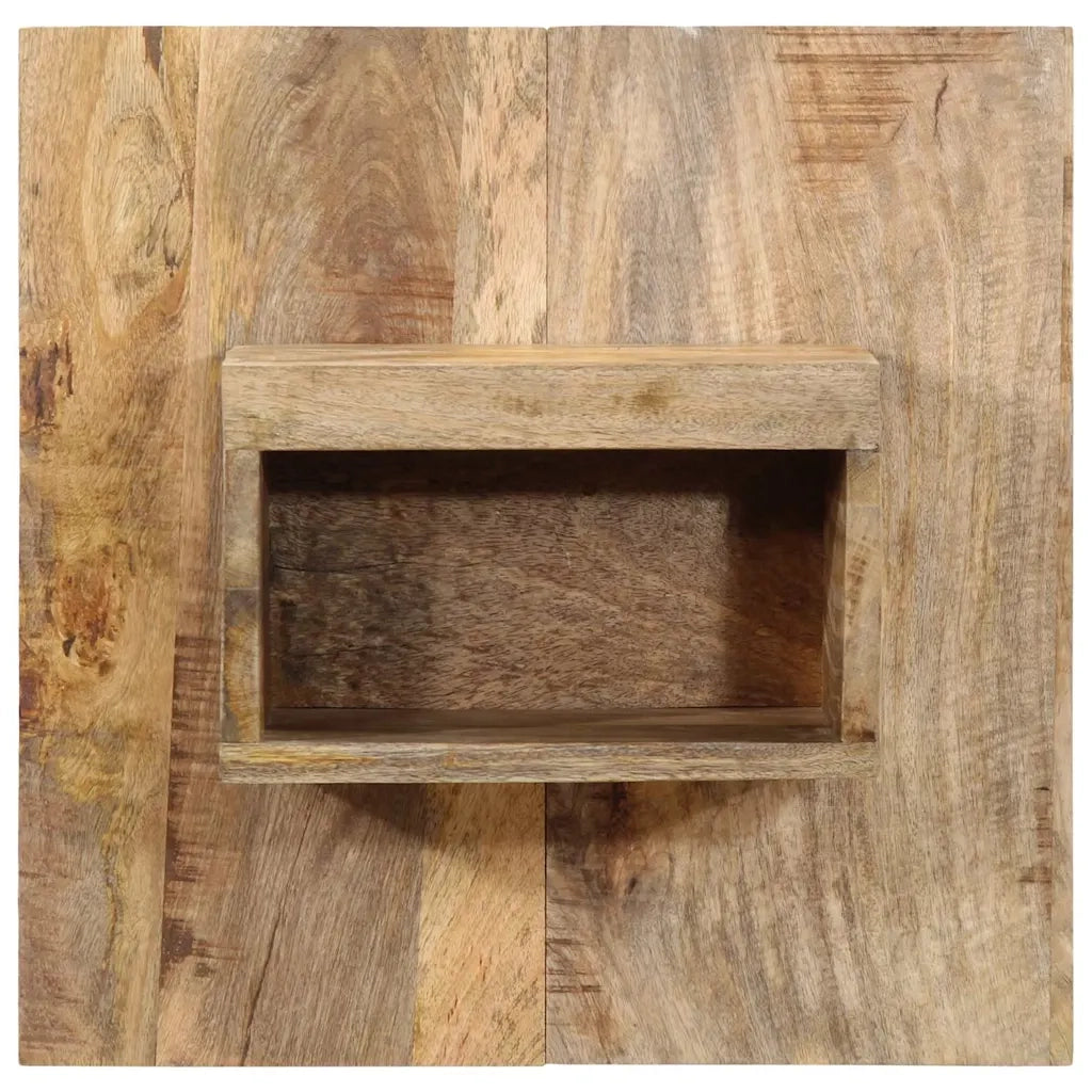 Comodino | Armadio da Notte | Mobiletto da notte 50x27x50 cm in Legno Grezzo Massello di Mango