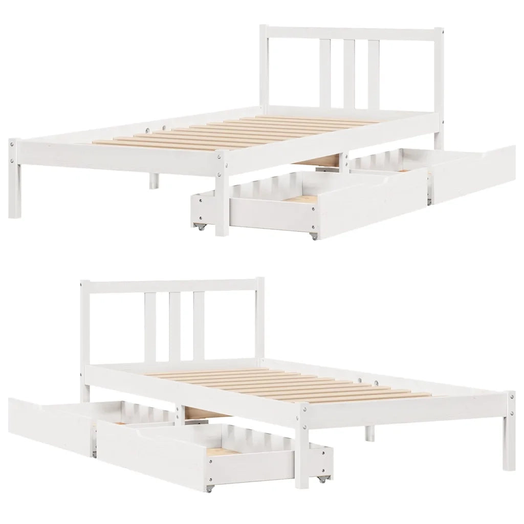 Letto senza Materasso Bianco 90x200 cm Legno Massello di Pino