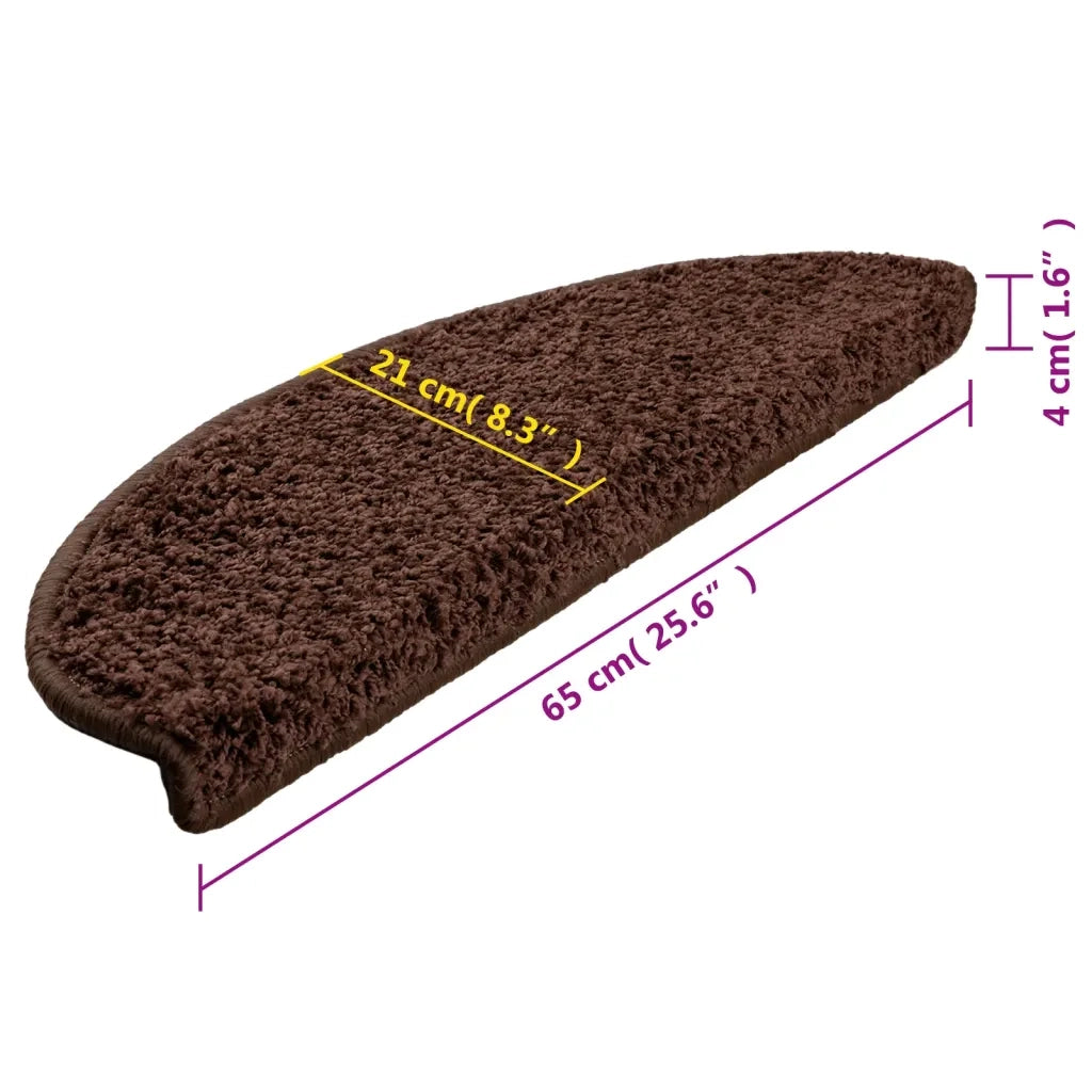 Tappetini per scale 15 pz 65x21x4 cm Marrone Semicircolari Grandi 133903