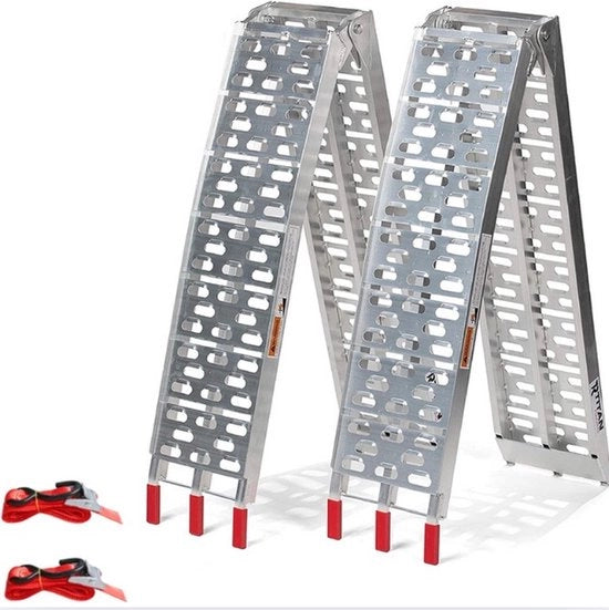 Piastra di carico rigida in alluminio – Set da 2 pezzi - Argento – 680 kg di capacità di carico per coppia - Ripiegabile - Acciaio zincato - antiscivente - lampada di carico piastra di carico per rimorchio piastra di carico per rimorchio