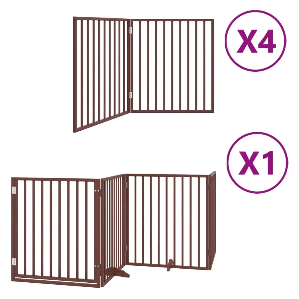 Cancelletto di sicurezza per animali domestici porta pieghevole 12 pannelli legno di pioppo marrone 02_0023132