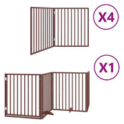 Cancelletto di sicurezza per animali domestici porta pieghevole 12 pannelli legno di pioppo marrone 02_0023132